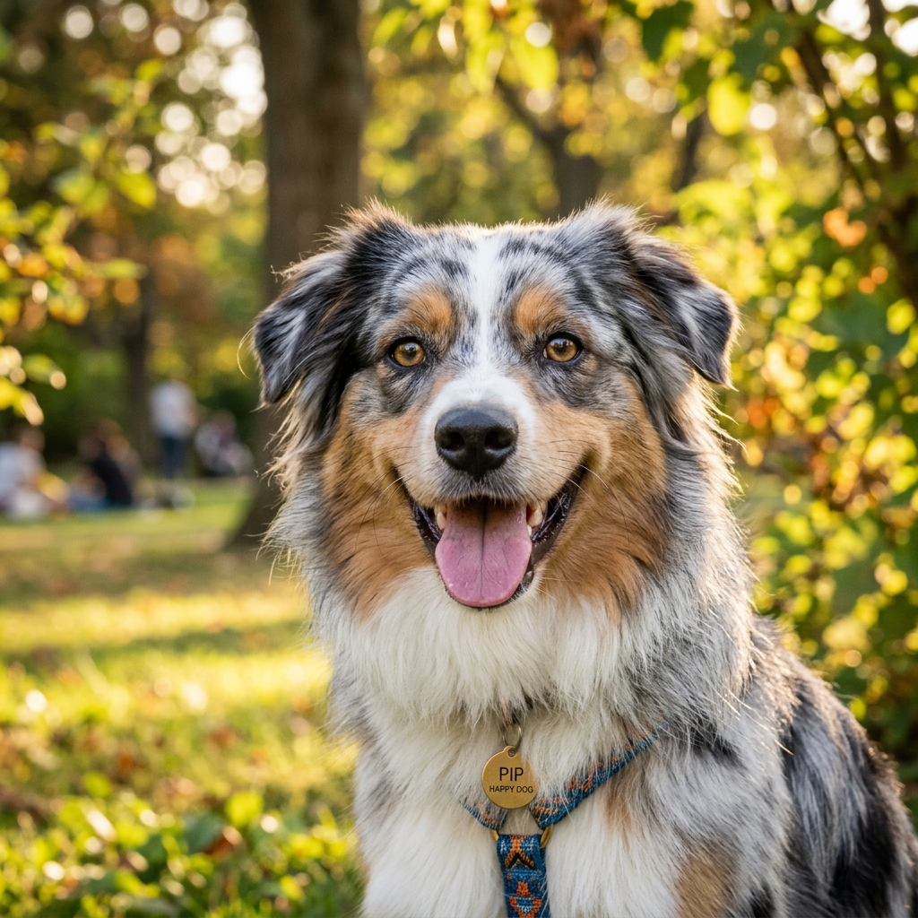 Chien berger australien souriant